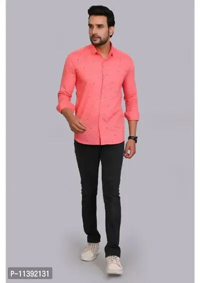 Pink Cotton Printed Casual Shirts For Men-thumb5