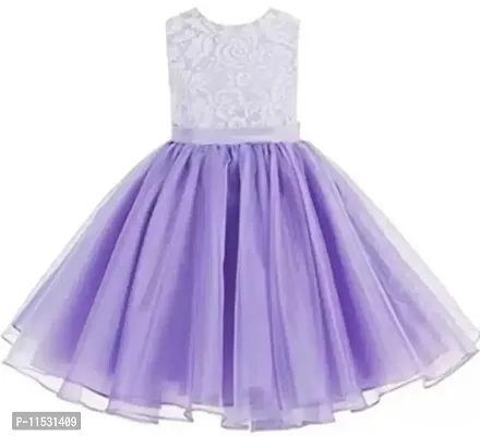 Fabulous Purple Lace Knee Length Frocks For Girls-thumb0