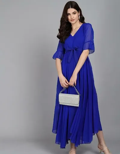 Georgette Solid Long Dress