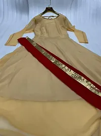 Beige Georgette Ethnic Gowns For Women-thumb1