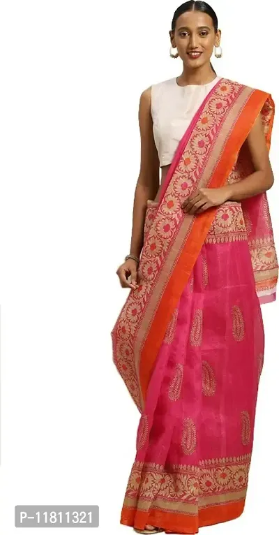 Stylish Art Silk Pink Bollywood Saree with Blouse piece For Women Pack Of 1-thumb0