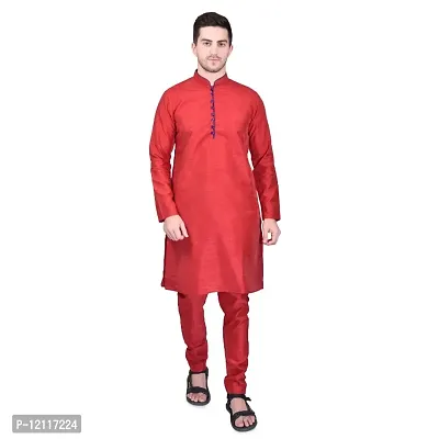 Reliable Red Silk  Kurta  Bottom Sets For Men