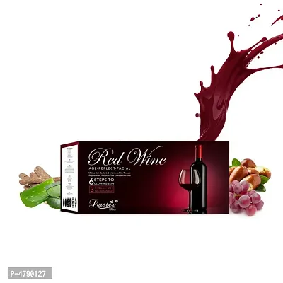 Luster Red Wine Age Reflect Facial Kit | 3 Single Use Facials Inside | Anti Ageing Facial Kit | Wine Facial | For Glowing Skin and Deep Cleansing Free -120ml-thumb0