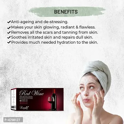 Luster Red Wine Age Reflect Facial Kit | 3 Single Use Facials Inside | Anti Ageing Facial Kit | Wine Facial | For Glowing Skin and Deep Cleansing Free -120ml-thumb3