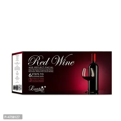 Luster Red Wine Age Reflect Facial Kit | 3 Single Use Facials Inside | Anti Ageing Facial Kit | Wine Facial | For Glowing Skin and Deep Cleansing Free -120ml-thumb4