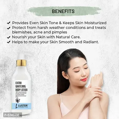 Luster Cosmetics Extra Whitening Body Lotion | Enriched With Coconut and Cocoa Butter  | Provides Even Skin Tone | For All Types of Skin -300ml-thumb5