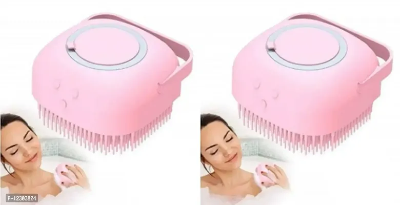 Trendy Plastic And Rubber Body Scrubber With Soap Dispenser Silicone Massage Bath Brush Pack Of 2-thumb0