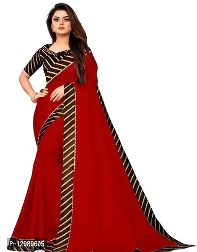 Stylish Fancy Vichitra Silk Saree With Blouse Piece For Women-thumb0