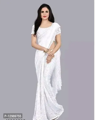 Stylish Fancy Net Saree With Blouse Piece For Women-thumb0