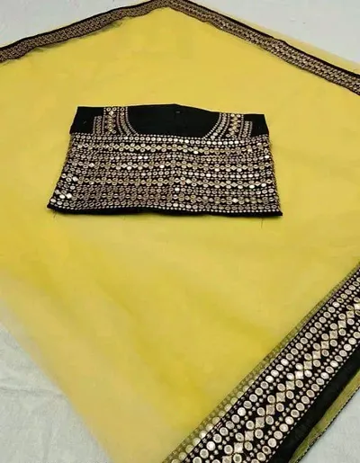 Attractive Net Saree with Blouse piece 