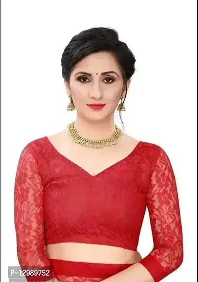 Stylish Fancy Net Saree With Blouse Piece For Women-thumb2