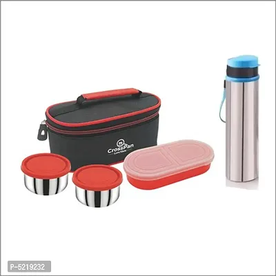Stainless Steel Lunch Tiffin Box Pack 3C Sleek Water Bottle 600Ml-thumb0