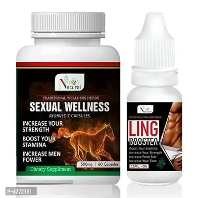 Sexual Wellness Capsules  Ling Booster Oil For Kamasutra Capsules And Oil For Sex (60 Capsules + 15 Ml)
