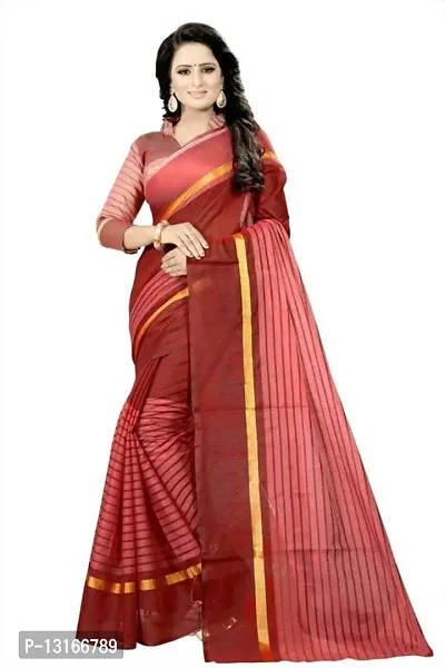 Stylish Cotton Silk Brown  Saree without Blouse piece-thumb0