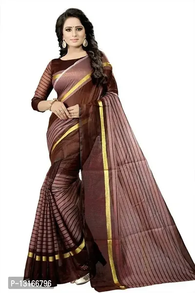 Stylish Cotton Silk Coffee  Saree without Blouse piece-thumb0