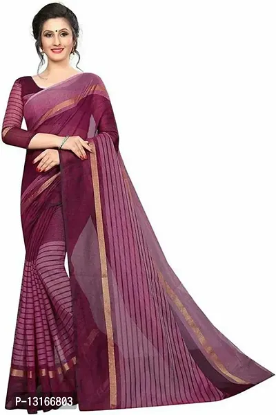 Stylish Cotton Silk Purple  Saree without Blouse piece-thumb0