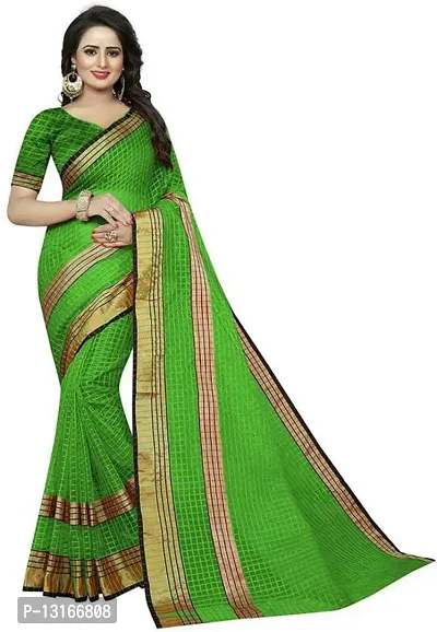 Stylish Cotton Silk Green  Saree without Blouse piece-thumb0