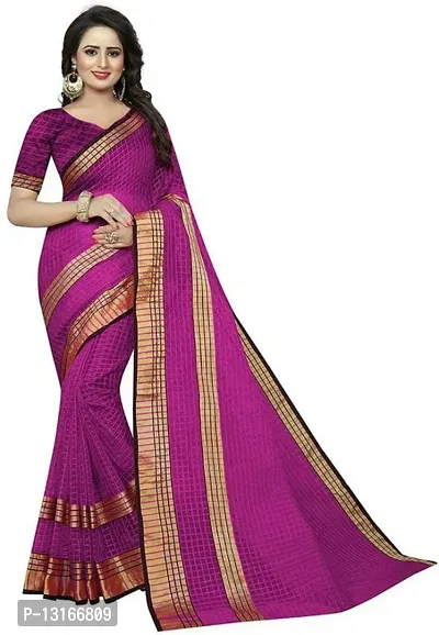 Stylish Cotton Silk Magenta  Saree without Blouse piece-thumb0