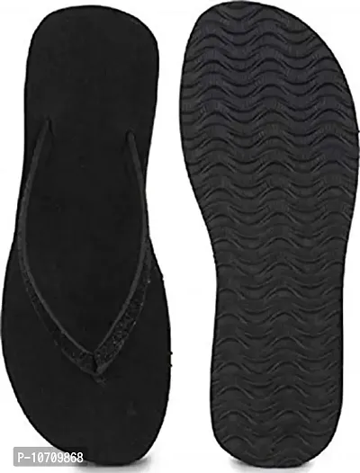 KOMOPT Women's Black Leather Slipper Flip Flop - 3 UK
