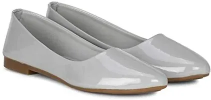 KOMOPT Patent Leather Slip-on Bellies for Women (Grey) (Numeric_7)-thumb1
