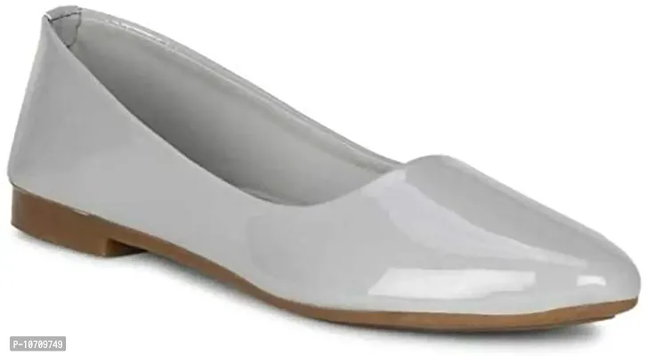 KOMOPT Patent Leather Slip-on Bellies for Women (Grey) (Numeric_7)-thumb3