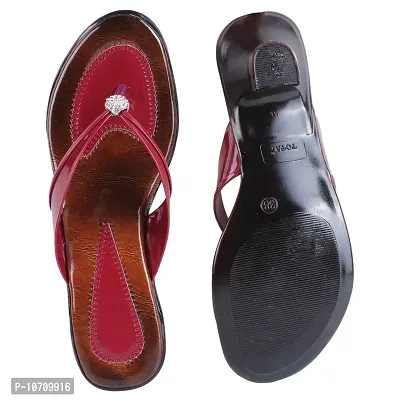 KOMOPT Women Latest Double Colour V Shape Slipper 151 (39, Cherry)-thumb5