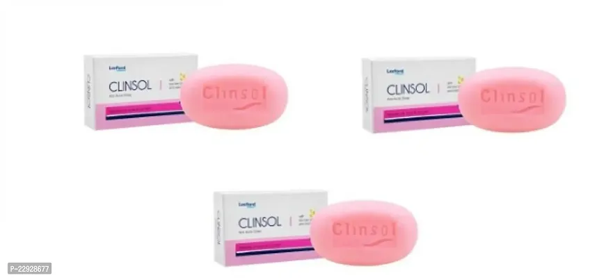Clinsol Anti-Acne Soap For Acne And Pimple Free Skin, Tea Tree Oil And Vitamin E (Pack of 3 pcs.) 75 gm each