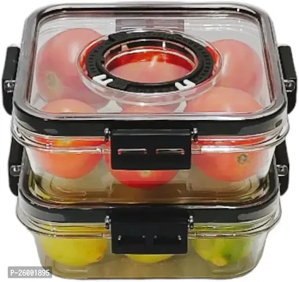 Durable Top Lid Breathable Valve Sealed Airtight Food Container Pack Of 2 Black