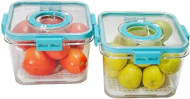 Durable Top Lid Breathable Valve Sealed Airtight Food Container Pack Of 2 Blue-thumb1