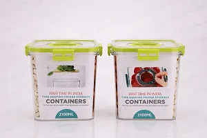 Durable Top Lid Breathable Valve Sealed Airtight Food Container Pack Of 2 Green-thumb4