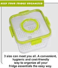 Durable Top Lid Breathable Valve Sealed Airtight Food Container Pack Of 3 Green-thumb4