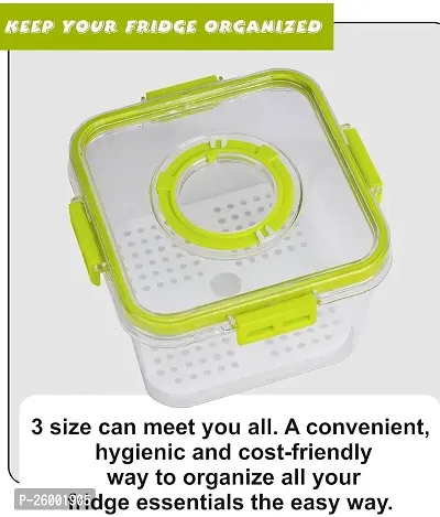 Durable Top Lid Breathable Valve Sealed Airtight Food Container Pack Of 3 Green-thumb5