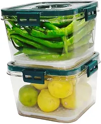 Durable Top Lid Breathable Valve Sealed Airtight Food Container Pack Of 2 Green-thumb1