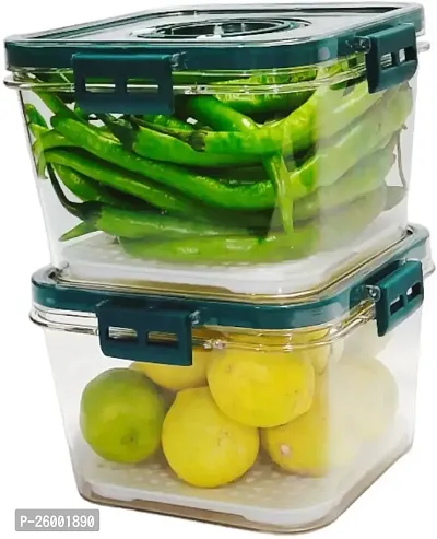 Durable Top Lid Breathable Valve Sealed Airtight Food Container Pack Of 2 Green-thumb2