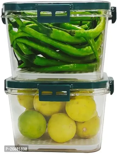 Durable Top Lid Breathable Valve Sealed Airtight Food Container Pack Of 2 Green-thumb3