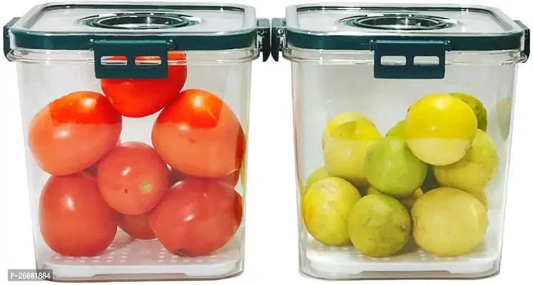 Durable Top Lid Breathable Valve Sealed Airtight Food Container Pack Of 2 Green