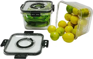 Durable Top Lid Breathable Valve Sealed Airtight Food Container Pack Of 2 Black-thumb1