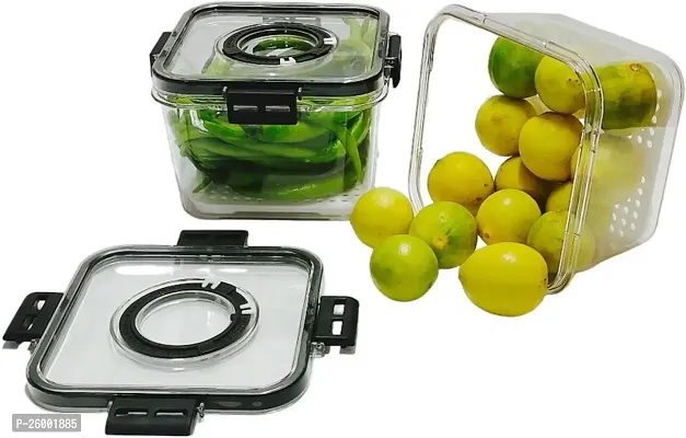 Durable Top Lid Breathable Valve Sealed Airtight Food Container Pack Of 2 Black-thumb2