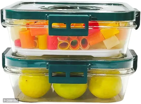 Durable Top Lid Breathable Valve Sealed Airtight Food Container Pack Of 2 Green-thumb0