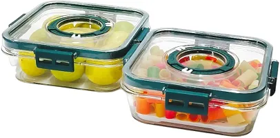 Durable Top Lid Breathable Valve Sealed Airtight Food Container Pack Of 2 Green-thumb2