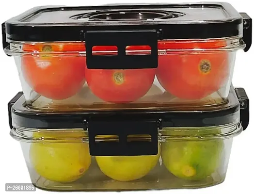 Durable Top Lid Breathable Valve Sealed Airtight Food Container Pack Of 2 Black-thumb4