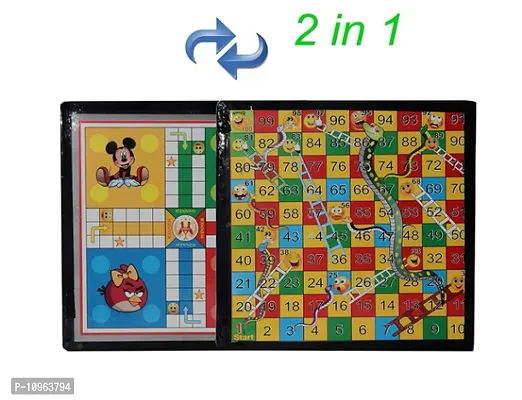 2 in 1 Ludo and Snakes  Ladders Wooden Board Mind and Luck Classic Game-thumb0