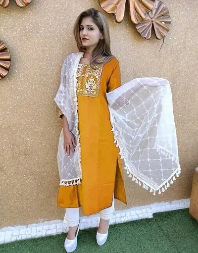 Women Kurti with Bottom Dupatta