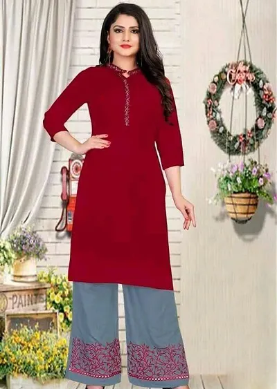 Womens Rayon Kurta With Palazzo Set