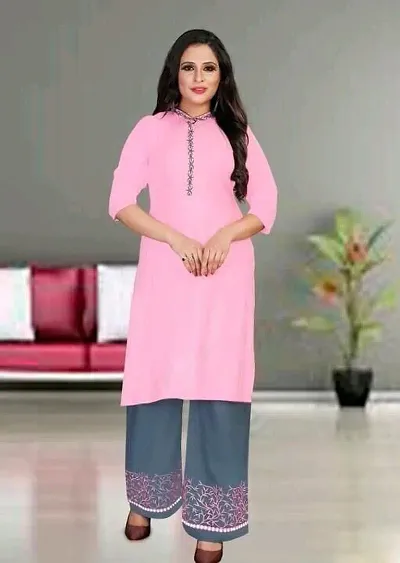 Womens Rayon Kurta With Palazzo Set