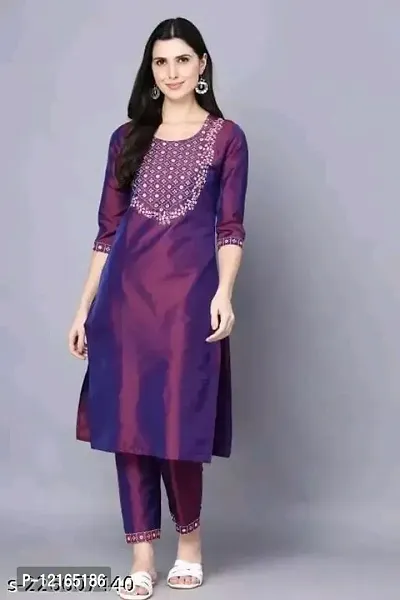 Women Kurta and Pant Set Art Silk-thumb0