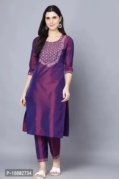 Women Art Silk Kurta and Pant Set-thumb0