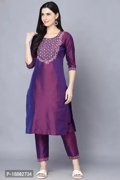 Women Art Silk Kurta and Pant Set-thumb2