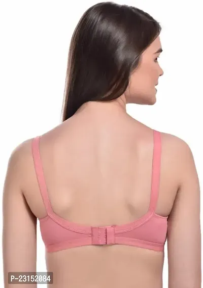 Pink Cotton Blend Seamless Full Coverage Non Padded Women T-Shirt Bra-thumb2