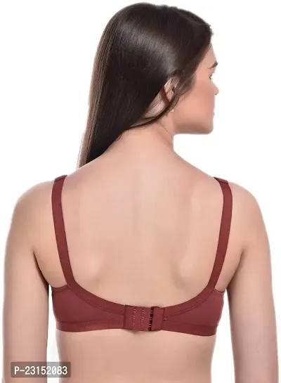 Maroon Cotton Blend Seamless Full Coverage Non Padded Women T-Shirt Bra-thumb2